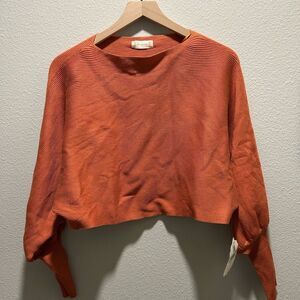 Altar'd State Warm Orange Oversized cropped Ribbed Sweater